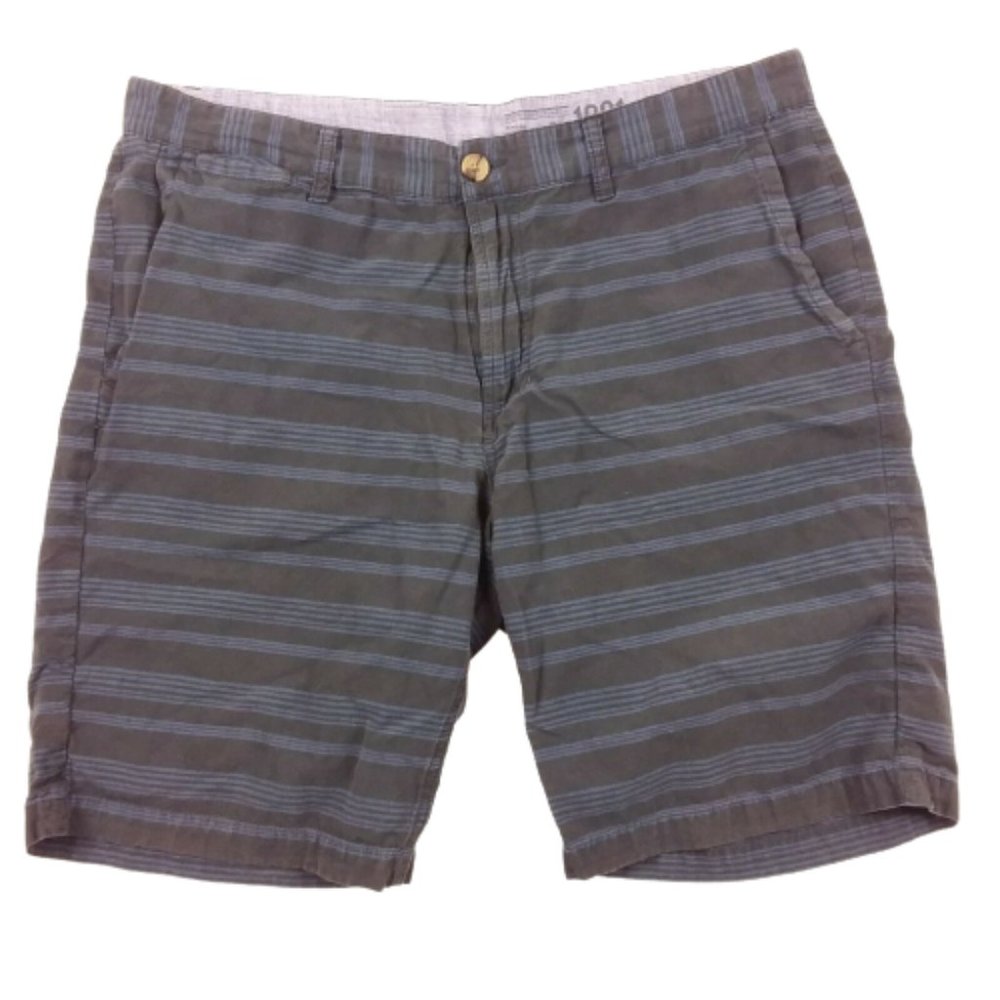 1901 Nordstrom's Chino Shorts Slim Fit Casual 10" Inseam Blue Stripes Cotton